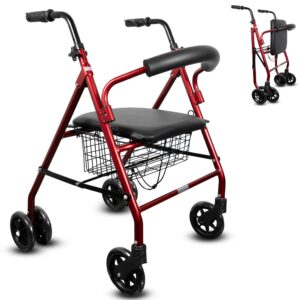 OrtoPrime rollator 4 ruedas freno presión asiento cesta exterior ancianos